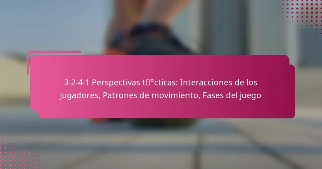 3-2-4-1 Perspectivas tácticas: Interacciones de los jugadores, Patrones de movimiento, Fases del juego