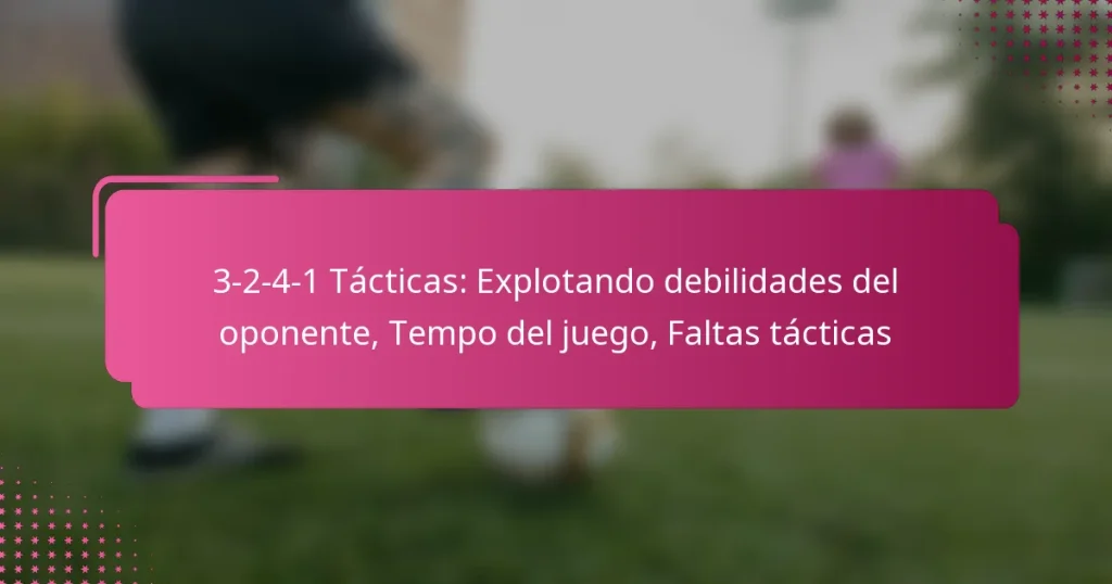 3-2-4-1 Tácticas: Explotando debilidades del oponente, Tempo del juego, Faltas tácticas