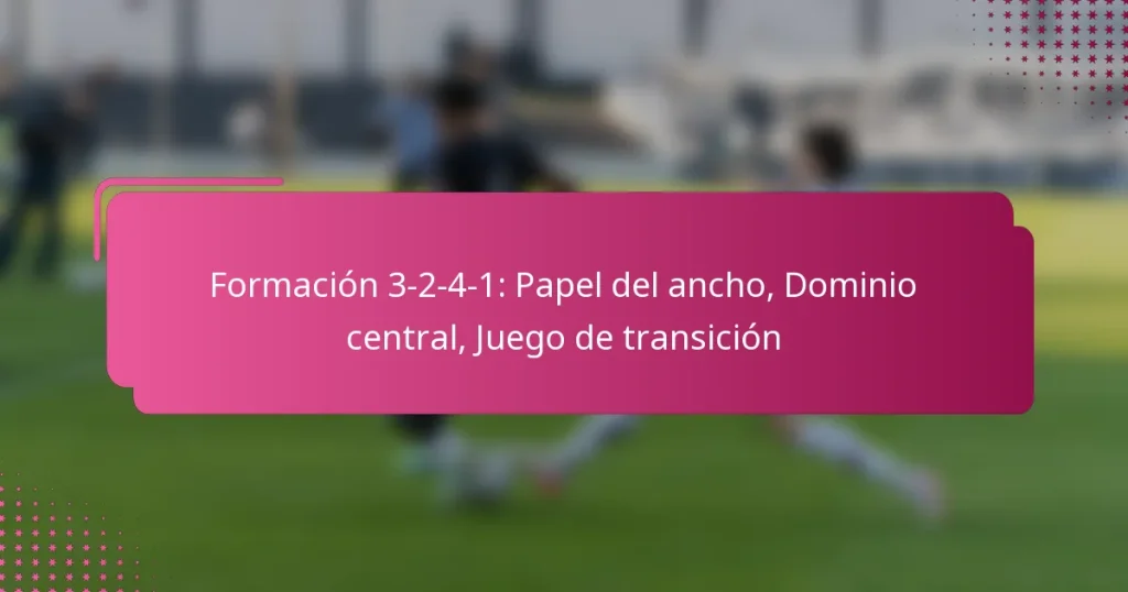Formación 3-2-4-1: Papel del ancho, Dominio central, Juego de transición