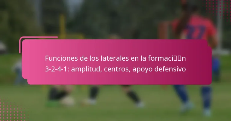 Funciones de los laterales en la formación 3-2-4-1: amplitud, centros, apoyo defensivo