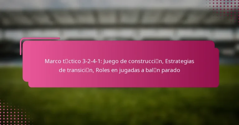 Marco táctico 3-2-4-1: Juego de construcción, Estrategias de transición, Roles en jugadas a balón parado